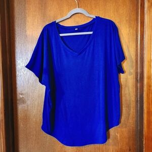Elegant Royal Blue V-Neck Tee